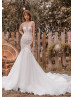 Cap Sleeve Ivory Beaded Lace Tulle Wedding Dress With Nude Lining